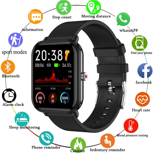 LIGE New Q9 Pro Smart Watch Body Temperature Monitor Music Control Sports Waterproof Smart Watch for Men Women Smartwatch 2024